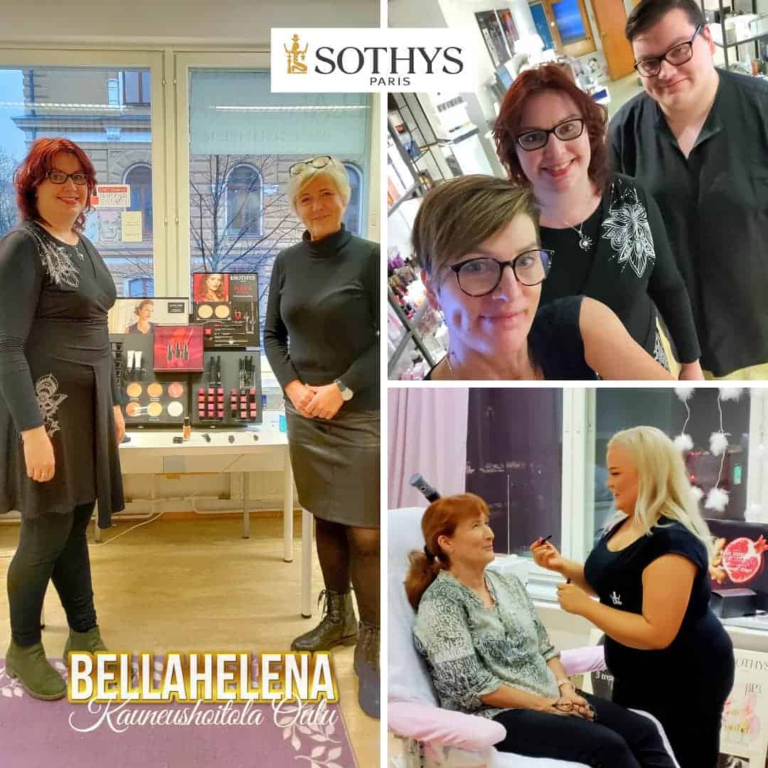 BellaHelenan 9v. juhlat Salaattitarjoulu Kauneushoitola BellaHelenassa pe 05.11.2021 Instagram Post BellaHelenan 9v. juhlat Sothys vieraat Terhi ja Minna Oulussa Kauneushoitola BellaHelenassa pe 05.11.2021